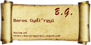 Beros Györgyi névjegykártya